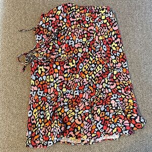 Summersalt Colorful Leopard Print Ruffle Wrap Skirt
